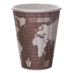 World Art Renewable And Compostable Insulated Paper Hot Cups, PLA, 8 Oz., 40/Pack, 20 Packs/Carton